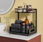 2 Tier Under Sink Organizer, Pull Out Sliding Drawer (White) - Image 5