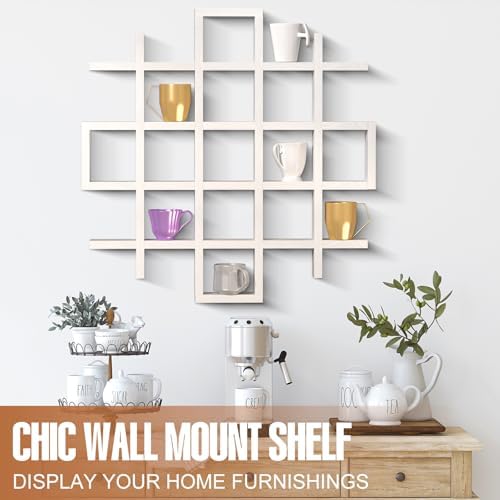 Suzile Mug Display Shelf Wall Mounted,Grid Size 5.1x5.1x3in,White - Image 5