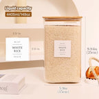 2 Pack large Square Glass Flour and Sugar Containers with 132 Kitchen Pantry Labels - Thicken 149 floz Glass Storage Jars with Airtight Bamboo Lid - Big Rice Canisters for Coffee, Pasta, Cereal - Image 3