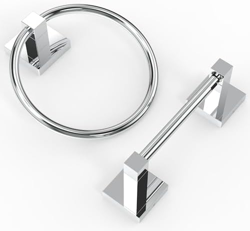 RUACQ Chrome Toilet Paper Holder & Towel Ring, Bathroom Accessories - Image 7