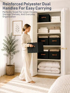 8 Pack Large Closet Storage Baskets Bins for Shelves, Collapsible Fabric Closet Organizers and Storage with Polyester Handles, Decorative Baskets for Organizing Clothes, Towels, Linen Closet 14"x10" - Image 2