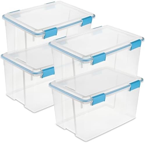 Sterilite Gasket Storage Box with Lids for Home & Office, 54 Quart, 4-Pack by Sterilite