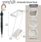 Umbrella Holder for Entryway, White Indoor Umbrella Stand with Hooks,Metal Umbrella Storage Rack Ideal for Home Office Hotel Lobby - Image 3