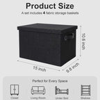 Heavy Duty Fabric Storage Bins with Lids, Collapsible Organizer Baskets - Image 2