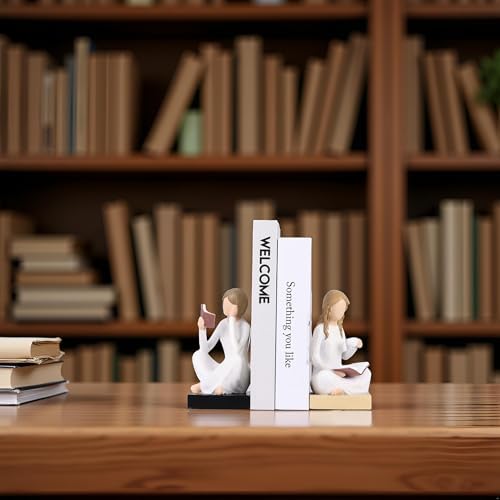 Unique Reading Figurine Book Ends - Book Lovers Gifts for Bookshelf Decorations for Women Readers, Graduates, Students, Teachers, Bookshelf Decor Home Decor for Shelves Desk Office Living Room - Image 6