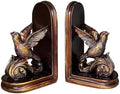 Set of 2 Vintage Resin Bird Bookends, Decorative Bookends for Shelves, Bookends for Heavy Books, Anti-Slip (Bronze Bird) by ifreeside