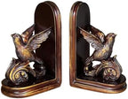 Set of 2 Vintage Resin Bird Bookends, Decorative Bookends for Shelves, Bookends for Heavy Books, Anti-Slip (Bronze Bird) by ifreeside