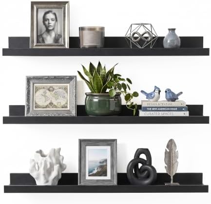 upsimples Long Floating Shelves for Wall Decor and Storage, 23.6'' Black by upsimples