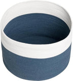 20x15 Inch Extra Large Round Cotton Rope Storage Basket with Lid, Decorative Woven Bin with Cover for Living Room Bedroom Closet, Dark Blue - Image 3