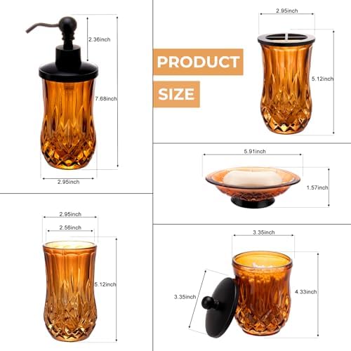 Amber Bathroom Accessories, Round Thick Glass & Zinc Alloy Pump - Image 5