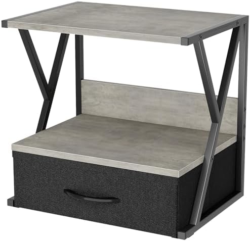 aboxoo Printer Stand for Desk with Storage Drawer, 2 Tier Desktop Or Under Desk Shelf, Multi-Purpose Desks Organizer for Home Office, fit Fax Machine/3D Printer/Scanner, Grey by aboxoo
