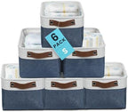 OrganiHaus 12x8in Canvas Storage Baskets, 6 Pack - Fabric Bins for Shelves by OrganiHaus