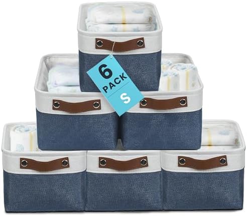 OrganiHaus 12x8in Canvas Storage Baskets, 6 Pack - Fabric Bins for Shelves by OrganiHaus