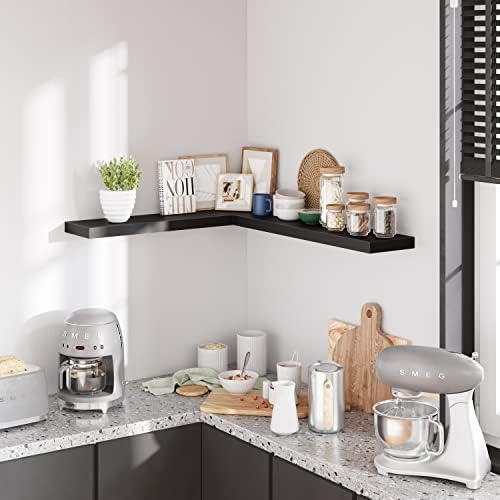 BAMEOS Floating Shelves, 31W x 8D Wall Mounted Display Shelves with Invisible Brackets, Set of 2 | Lightweight Décor Shelf for Bedroom, Living Room, Bathroom & Entryway Black - Image 4
