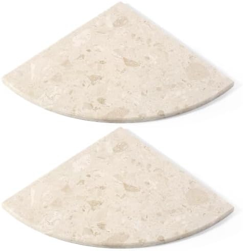 Koville 2Pcs Marble Corner Shower Caddies Shelves for Bathroom Counter by Koville