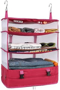 Surblue Hanging 3-Shelf Closet Organizer Pocket Collapsible Washable Oxford Fabric with 2 Hooks (XL 17.71 * 11.81 * 20in, Rose) by SURBLUE