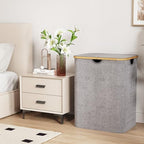 Lifewit 120L Large Laundry Basket with Lid, 2 Removable Bags, Light Gray - Image 3