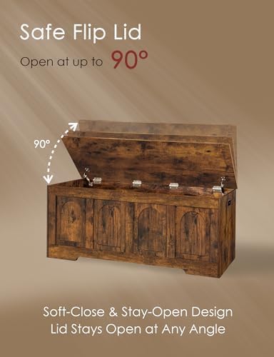 DINZI LVJ Storage Chest, Wooden Toy Box, Rustic Brown 47.2" L - Image 4