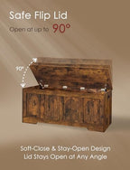 DINZI LVJ Storage Chest, Wooden Toy Box, Rustic Brown 47.2" L - Image 4