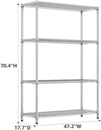 IZEUK 3400 LBS Garage Shelving Wide Storage Shelves 4 Tier Metal Shelves Heavy Duty Adjustable Utility Shelf Rack Chrome 17.7" D x 47.2" W x 70.4" H - Image 3