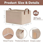 CHICVITA 45L Extra Large Fabric Storage Bins for Shelves, 2Pack, Brown - Image 3