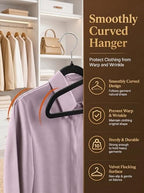 HOUSE DAY Black Velvet Hangers 50 Pack - Non Slip Felt Hangers, No Wrinkles - Image 5