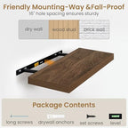 Fun Memories 72 Inch Long Floating Shelves for Wall, 72x9.3 Large Floating Shelf for Bedroom, Kitchen, Bathroom, Wall Mounted Rustic Wood Shelves with Invisible Bracket for Books, Decor, Walnut - Image 6
