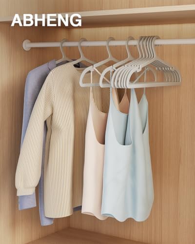 ABHENG 80 Pack Clothes Hangers, Non Slip Plastic Coat Hangers, Space Saving, Heavy Duty, Hanging Dry Wet Clothes, 16.4" x 8.3", Gray, APY0580G - Image 2