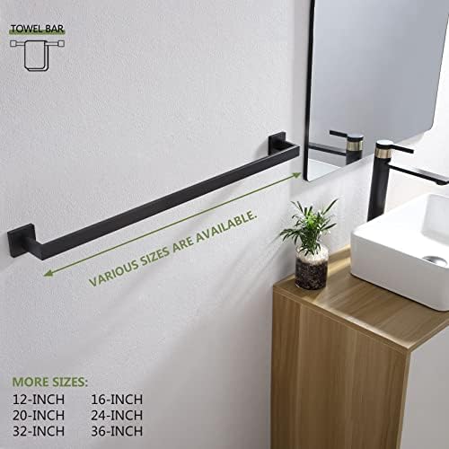 KOKOSIRI 32-Inch Single Towel Bar, Bathroom Kitchen Towel Holder, Wall Mounted SUS304 Stainless Steel Towel Rack 2 Pack, Matte Black, B4003BK-L32-P2 - Image 6