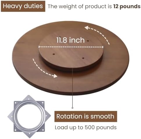 CONMEOCON- 22" Wooden Large Lazy Susan for Table Top with Premium Rubber Wood Sturdy and Good Craftsmanship, Large Charcuterie Board for The Party and Dining Table - Image 3
