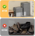 FHSQX 4 Pack Shoe Organizer for Closet,Foldable Shoe Organizer,Fits up to 48 Pairs,Storage Containers With Bottom Support for Shoes (Dark Grey, (16.5 * 12.6 * 9.5) x4) - Image 2