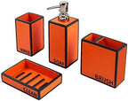 Hymmah Bathroom Accessories Set,Toothbrush Holder,Farmhouse Bathroom Decor,4 Pcs Resin Gift Set Apartment Necessities, Contain Toothbrush Cup,Soap Dispenser,Soap Dish,Tumbler Orange - Image 2
