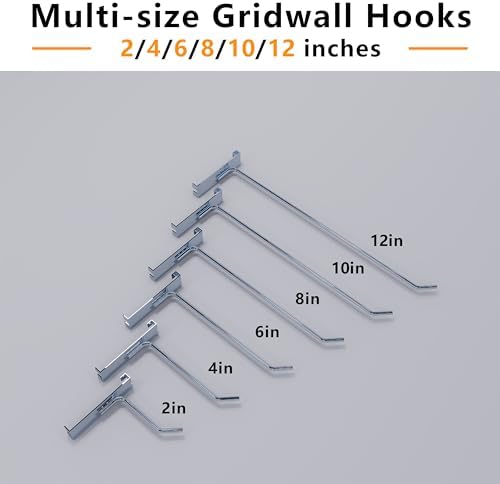 100 PCS Gridwall Hooks Chrome Metal Support 12 Inch - Image 4