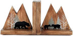 NIKKY HOME Heavy Duty Non Slip Rustic Woodland Mountain Wood Bookend Cute Bear Book Ends Book Stoppers for Cabin Decor Home and Office Shelves Children by NIKKYHOME