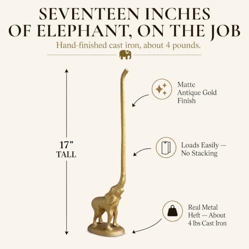 WallCharmers Gold Elephant Paper Towel Holder & Metal Toilet Paper Stand - Image 3