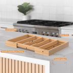 Bamboo Kitchen Utensil Drawer Organizer,Expandable Cutlery Tray - Image 6