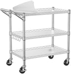 NTE 3 Tier Heavy Duty Rolling Utility Cart on Wheels, 990Lbs Capacity Rolling Wire Cart, Kitchen Carts on Wheels, NSF Commercial Metal Serving Cart with Handle and Shelf Liners for Kitchen, Restaurant by NTE