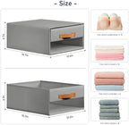 DIMJ Closet Organizers and Storage - Fabric Bins with Drawers for Closet Foldable Clothes Organizers with Clear Window, Stackable Storage Drawers Units for Bedroom, Living Room, 4-Pack, Grey - Image 3