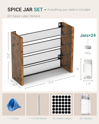 Spice Rack Organizer with 24 Glass Jars, for Cabinet Wall Mount Countertop - Image 2