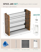 Spice Rack Organizer with 24 Glass Jars, for Cabinet Wall Mount Countertop - Image 2