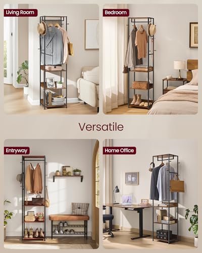 VASAGLE Freestanding Coat Rack, Hall Tree with Shelves, Steel Frame - Image 6