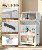 Hanyi 250 QT 3-Tier Stackable Storage Bins with Lids, Clear Doors, 4 Wheels - Image 3