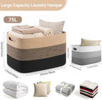 Large Laundry Basket/Hamper, 22"x17"x12", Jute/Black - Image 2