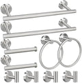 10pcs Bathroom Hardware Set, Brushed Nickel Bathroom Hardware Set, Including 16" Hand Towel Bars, Toilet Paper Holders, Towel Rings, Robe Towel Hooks by RUBY.Q