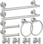 10pcs Bathroom Hardware Set, Brushed Nickel Bathroom Hardware Set, Including 16" Hand Towel Bars, Toilet Paper Holders, Towel Rings, Robe Towel Hooks by RUBY.Q