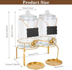 Drink Dispensers for Parties, 2 Pack 1 Gallon Beverage Dispenser with Stand, Drink Dispenser With Glass Lid, juice dispensers for parties - Image 2