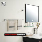 JQK Chrome Double Towel Bar, 19 Inch 304 Stainless Steel Thicken 0.8mm Towel Rack Bathroom, Towel Holder Polished Steel Wall Mount, Useable Length 16 Inch, TB100L16-CH - Image 5