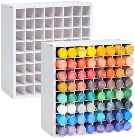 Krafetto 2 Pack 64-Grid Paint Organizer for 2 Oz Bottles, Wall Mount by Krafetto