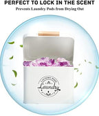 SACREDAY Laundry Pods Holder with Hinged Lid, Farmhouse Space-Saving Metal Container for Laundry Room Decor Organization and Storage, Detergent Dispenser for Efficient Laundry Room Use(Cream) - Image 3