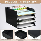 Wenqik 12 Pcs Stackable Paper Trays Rectangular Plastic Desk Holder Desktop Document File Organizer Storage Letter for Office Classroom (Black) - Image 3
